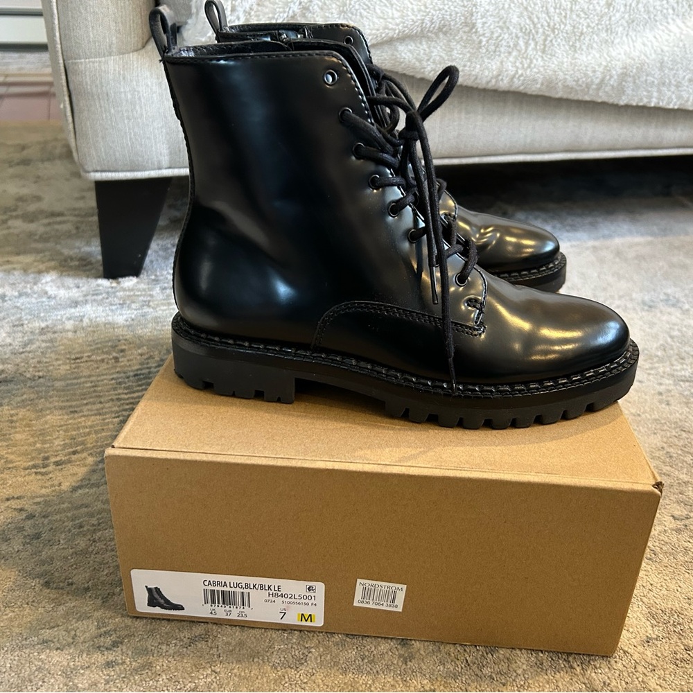 Vince Cabria Black Leather Lug Boots